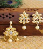 Designer gold plated cz mango pendant set