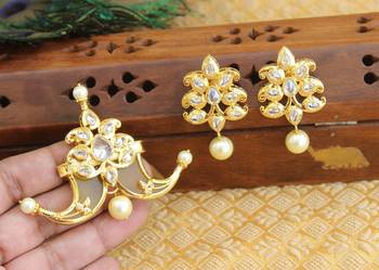 Designer gold plated cz mango pendant set 2