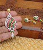 Designer gold plated cz pendant set