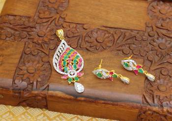 Designer gold plated cz pendant set 2