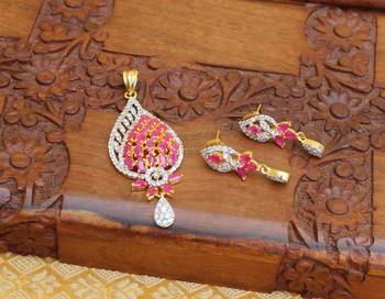 Designer gold plated cz pendant set 1