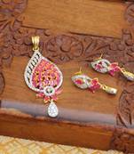 Designer gold plated cz pendant set