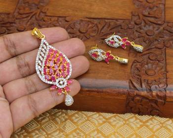 Designer gold plated cz pendant set 2