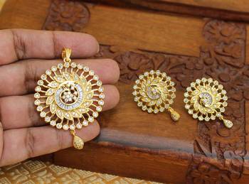 Designer gold plated cz pendant set 2
