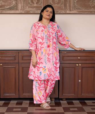 Pink floral kurta set 2