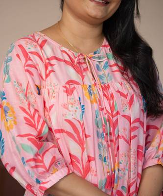 Pink floral kurta set 4