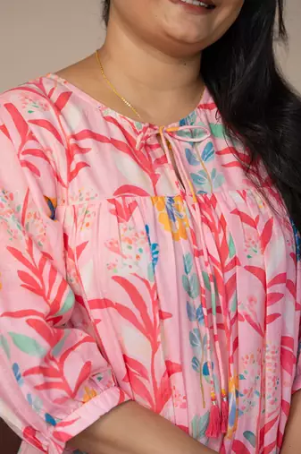 Pink floral kurta set