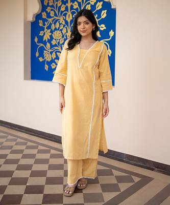 Classic yellow kurta set 2
