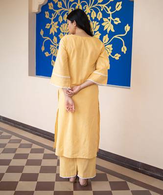 Classic yellow kurta set 5