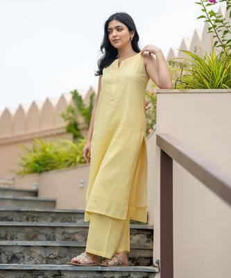 Lemon yellow kurta set 2
