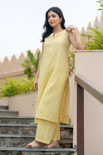 Lemon yellow kurta set