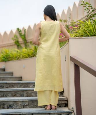 Lemon yellow kurta set 5