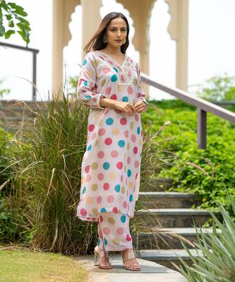 Retro polka kurta set 2
