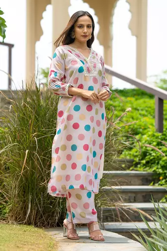 Retro polka kurta set