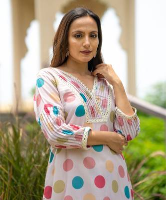 Retro polka kurta set 3