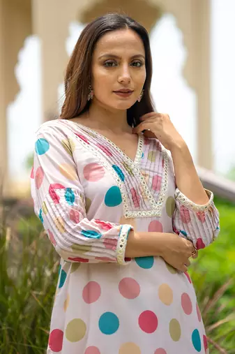Retro polka kurta set