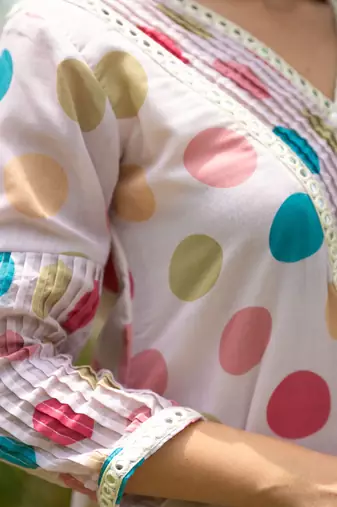 Retro polka kurta set