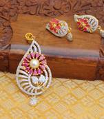 Designer gold plated cz pendant set