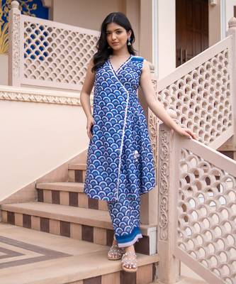 Indigo shell angarakha kurta set 1