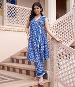 Indigo shell angarakha kurta set