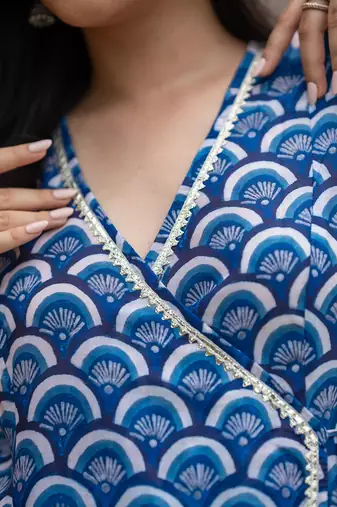Indigo shell angarakha kurta set