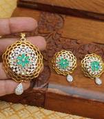 Designer gold plated cz pendant set