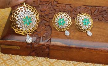 Designer gold plated cz pendant set 2