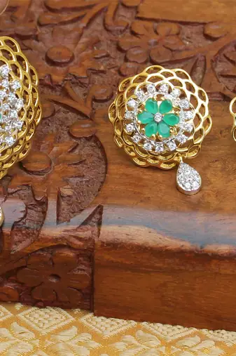 Designer gold plated cz pendant set