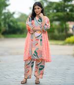 Peach floral kurta set