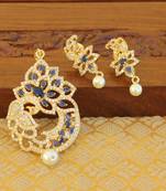 Designer gold plated cz peacock pendants set