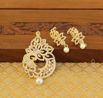 Designer gold plated cz peacock pendants set 1