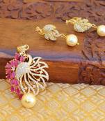 Designer gold plated cz peacock pendants set