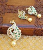 Designer gold plated cz peacock pendants set