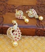 Designer gold plated cz peacock pendants set
