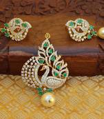 Designer gold plated cz peacock pendants set