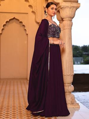 Wine silk blend Crush Lehenga Choli with Duppatta 2