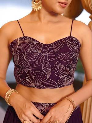 Wine silk blend Crush Lehenga Choli with Duppatta 4