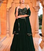 Green Silk Blend Crush Lehenga with Duppatta And fency Work Blouse