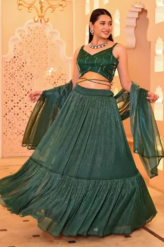 Teal Color Fancy Lycra Designer Lehenga Choli