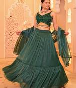 Teal Color Fancy Lycra Designer Lehenga Choli