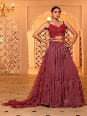 Light Red Color Fancy Work Lycra Lehenga Choli 1