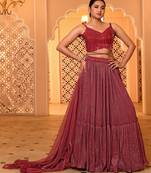 Light Red Color Fancy Lycra Designer Lehenga Choli