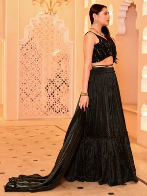 Black Color Fancy Work Lycra Lehenga Choli 2