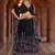 Navy Blue Printed Sequins Work Chiffon Lehenga Choli