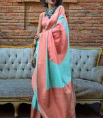 Sky Blue Soft Silk Jacquard Woven Work Saree With Blouse