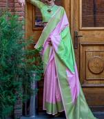 Lavender Soft Silk Jacquard Woven Work Saree With Blouse