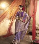 Lavender Designer Weaving Satin silk blend Saree With Designer Blouse
