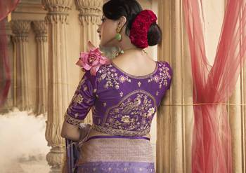 Lavender Designer Weaving Satin silk blend Saree With Designer Blouse 2