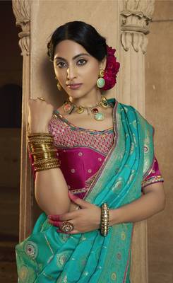 Green Designer Weaving Satin silk blend Saree With Designer Blouse 2