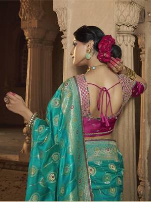 Green Designer Weaving Satin silk blend Saree With Designer Blouse 3